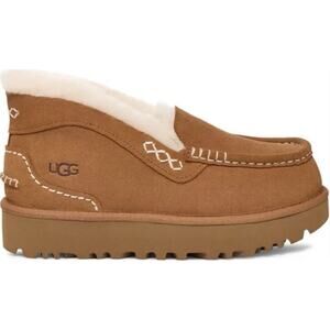 UGG Women’s Ansley Parc Chestnut Suede Platform Moccasin Slippers Size 9